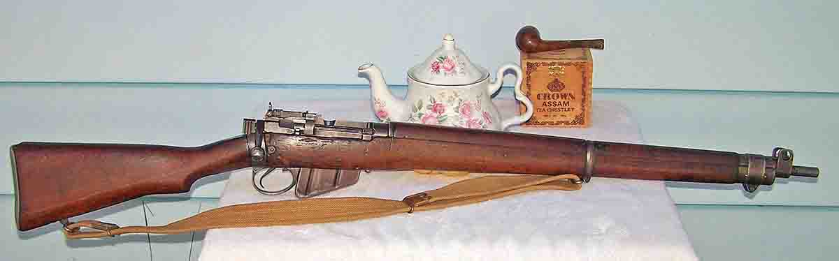 A No. 1 Mk III SMLE .303 from Ishapore, India, dated 1952. Though not used, it was planned to be in the shooting tests. It’s interesting that India was still producing this early version well after World War II whereas England had adopted the later No. 4.
